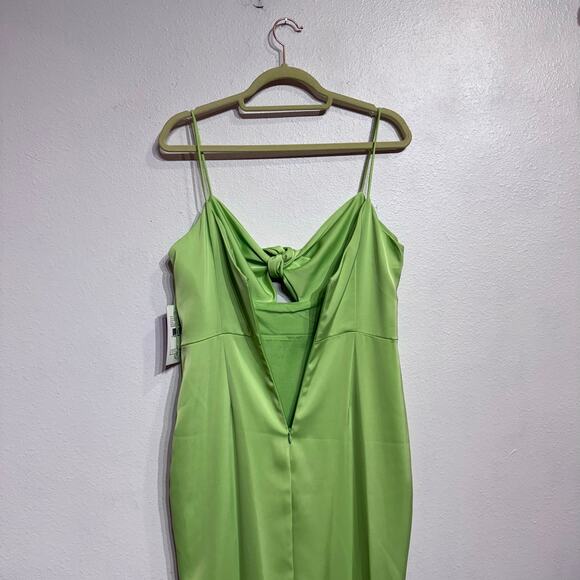 Aidan by Aidan Mattox Lime Green Tie Front Bodice Maxi Gown Sz 6 NWT - Picture 10 of 14